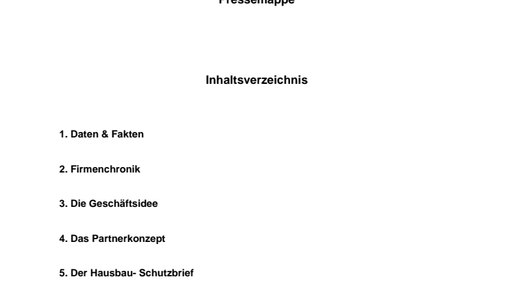 Pressemappe 2021 für Town & Country Haus