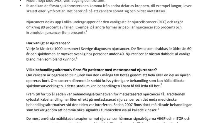 Fakta om spridd njurcancer