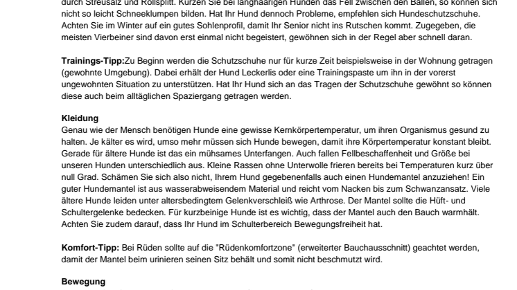 Fressnapf-Tierratgeber 01/2019:Hundesenioren im Winter