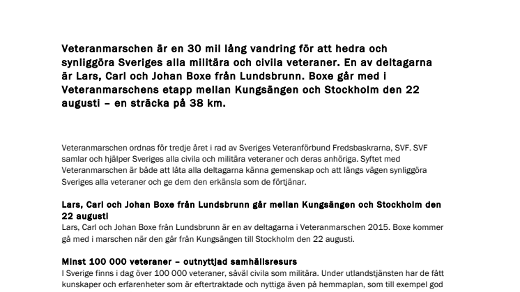Lundsbrunnsfamilj går med i Veteranmarschen