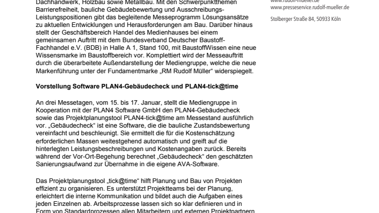 BAU 2019: Rudolf Müller Mediengruppe zeigt Fachlösungen  für die Praxis am Bau