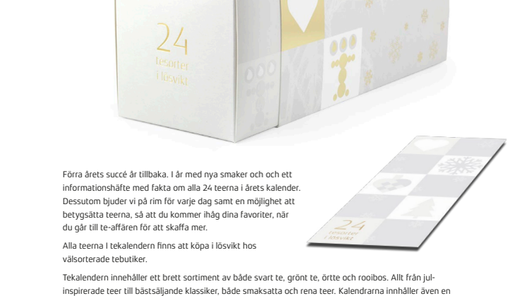 Tekalender med 24 sorters te i lösvikt