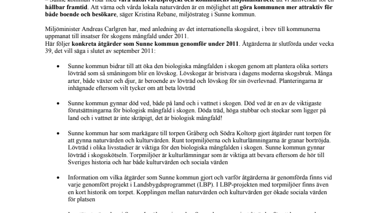 Konkret naturvård i Sunne bidrar till miljömål och FN:s skogsår