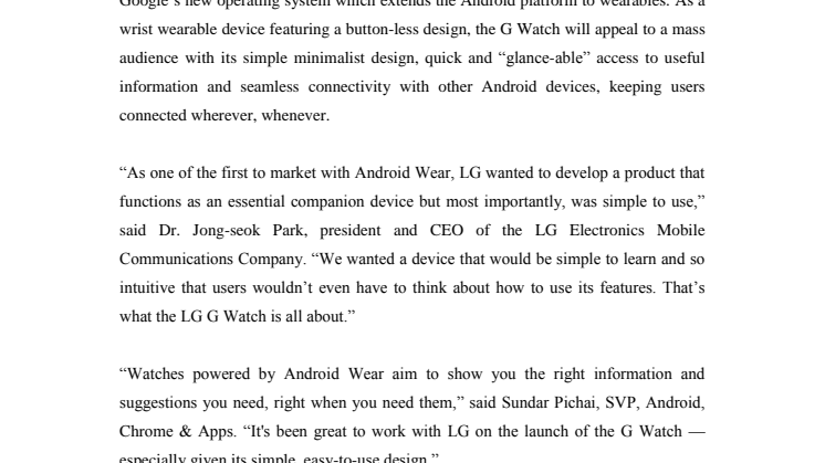 LG LANCERER G WATCH – DET FØRSTE SMART WATCH MED ANDROID WEAR
