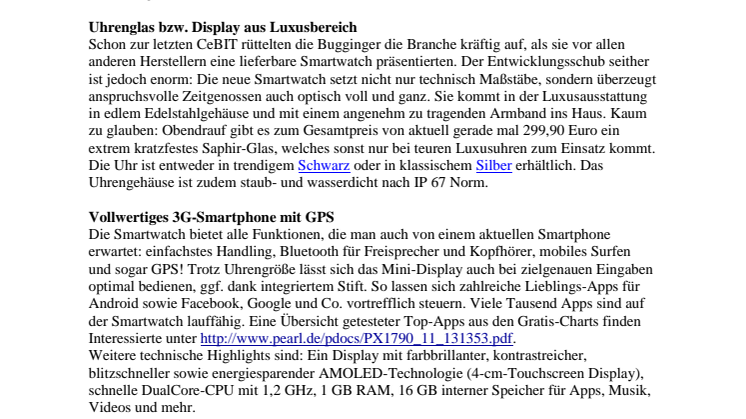 Echte Edelstahl-Smartwatch mit Saphir-Glas
