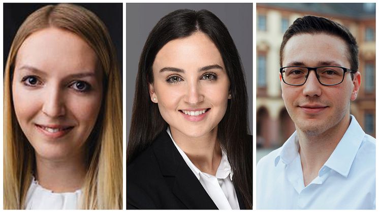 Konnten sich bereits ein Deutschlandstipendium sichern: die HdWM-Masterstudierenden Alisa Klinger, Stephanie Adam und Marco La Russa (v.l.)