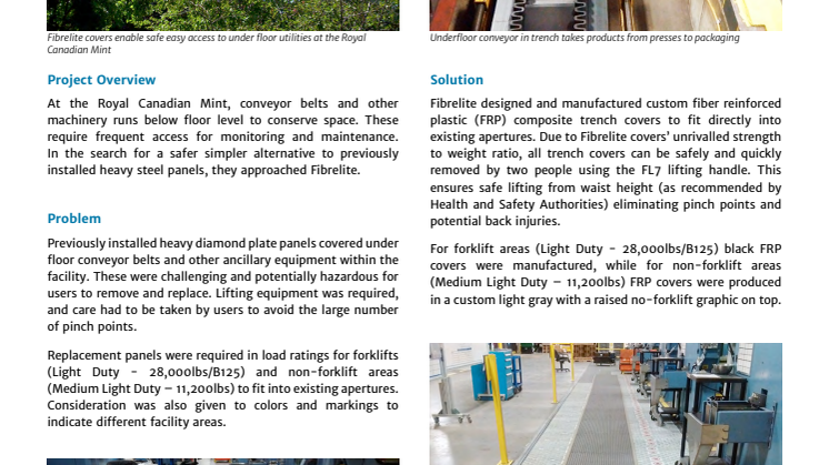 Made-to-Fit Fibrelite Covers Provide Safe Simple Access Solution for the Royal Canadian Mint