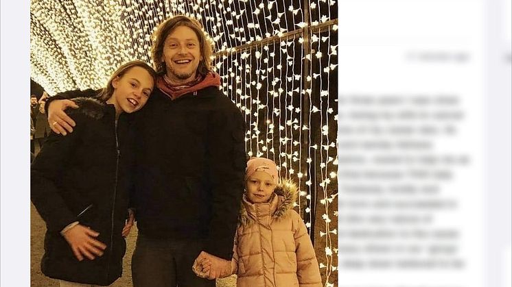 "Thank you":  Charles Rebbeck with his daughters