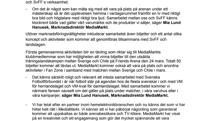 MediaMarkt blir Officiell Partner till Svenska Fotbollförbundet