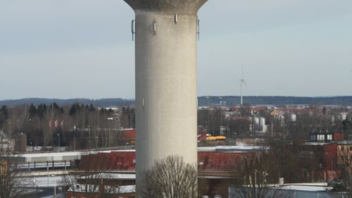 Konstnärlig gestaltning av vattentornet i Kristianstad. Etapp 1 i en 2-stegstävling är nu avgjord.