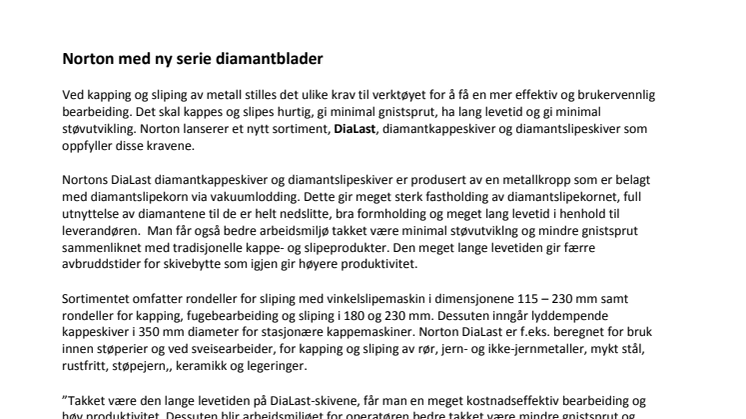 Norton med ny serie diamantblader 