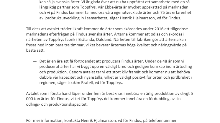 Findus ärter fortsatt svenska