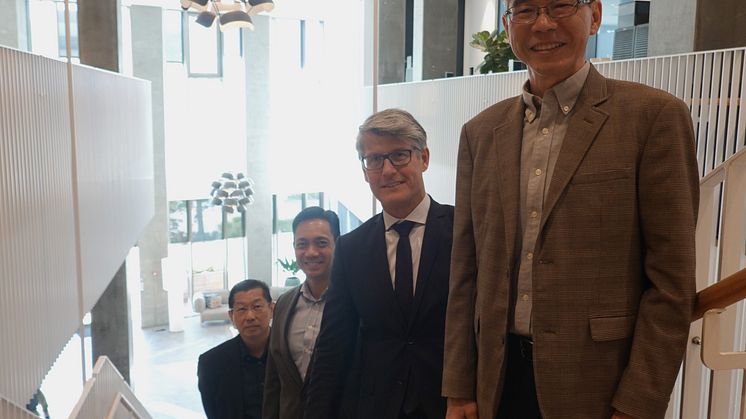 Soh Wai Wah, CEO Singapore Polytechnic , Brian Seeberg, CEO ProjectZero, Manuel Ong, general manager Danfoss Singapore, Henry Tan, vicedirektør Singapore Polytechnic