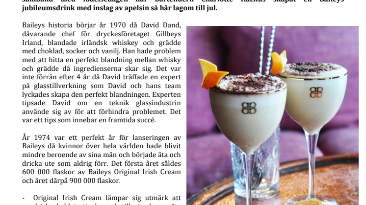 Baileys - världens mest populära gräddlikör fyller 40 år