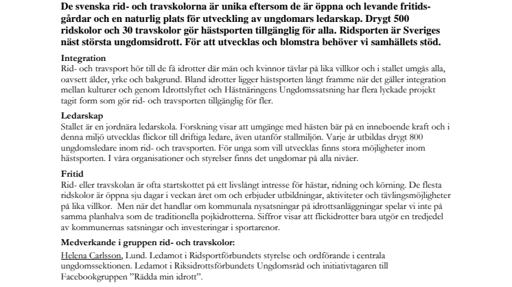Ridskola och travskola - speed dating den 2 juni