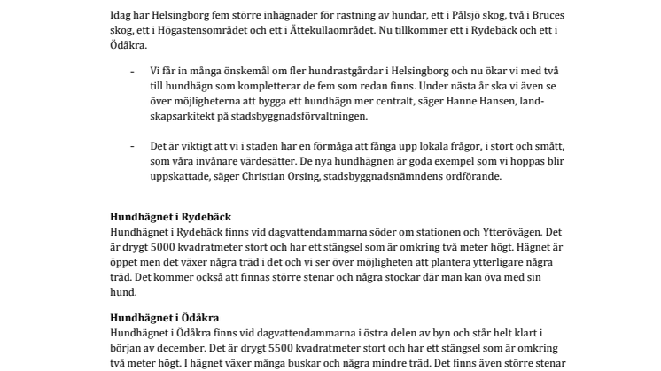​Två nya hundhägn färdiga i Helsingborg