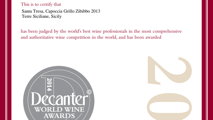 Capoccia White Silver Decanter 2014