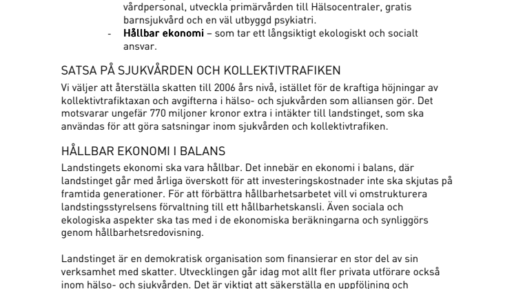 MP: En hållbar landstingsbudget som tar ansvar