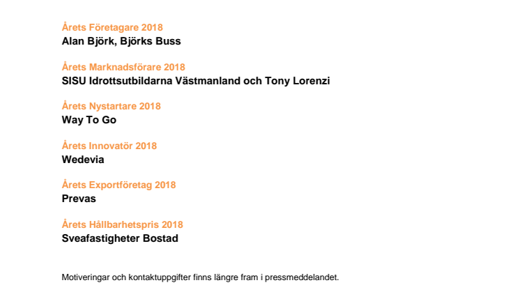 Vinnarna korades vid Västerås årliga näringslivsgala Guldstänk