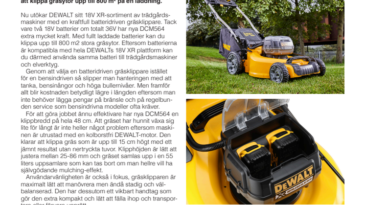 Batteridriven gräsklippare med extra mycket kraft