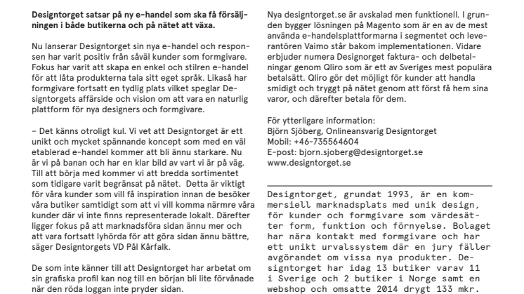 Designtorget lanserar ny e-handel