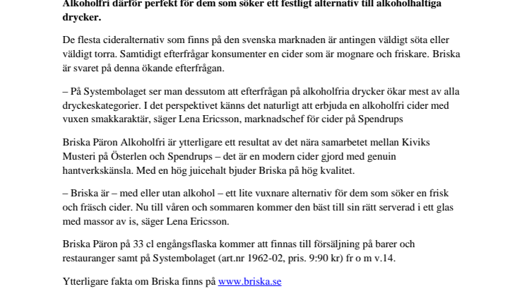 Alkoholfri Briska Päron – festligt cideralternativ med vuxen smakkaraktär