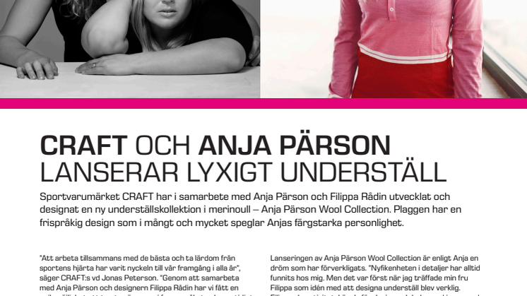 Craft och Anja Pärson lanserar lyxigt underställ