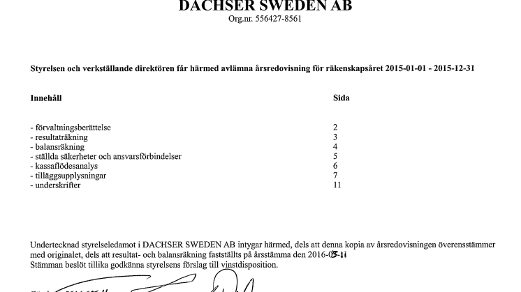 Årsredovisning Dachser Sweden AB