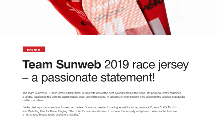 Team Sunwebs tävlingströja 2019 – med passion för framgång!
