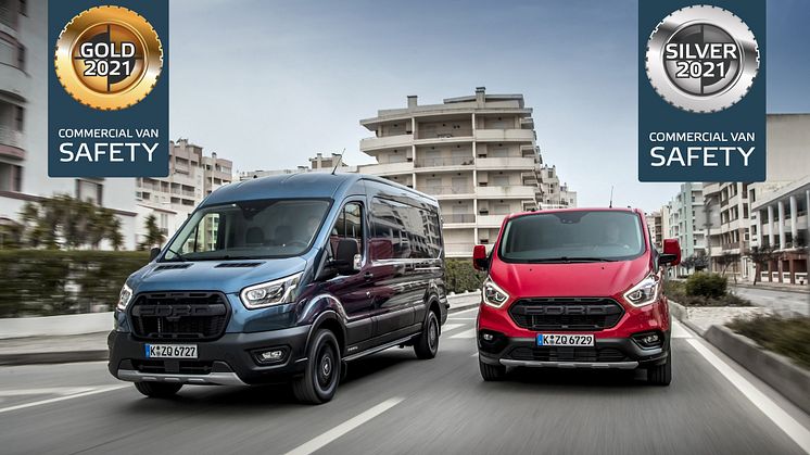 ​Transit 2T og Transit Custom utmerker seg i Euro NCAP-test av europeiske varebiler