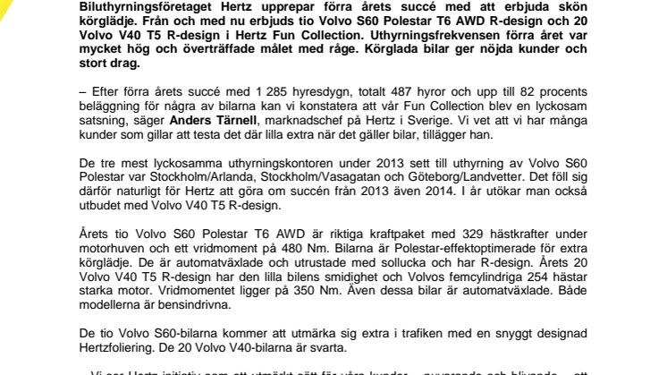 Körglädje att hyra från Volvo och Hertz