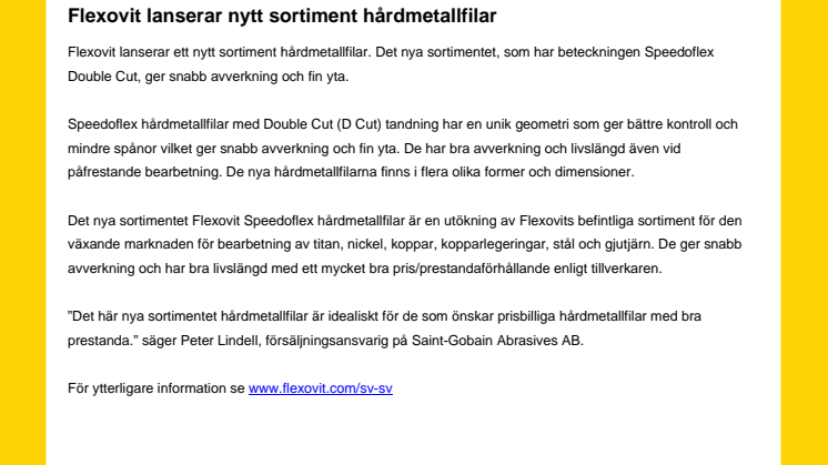 Flexovit lanserar nytt sortiment hårdmetallfilar