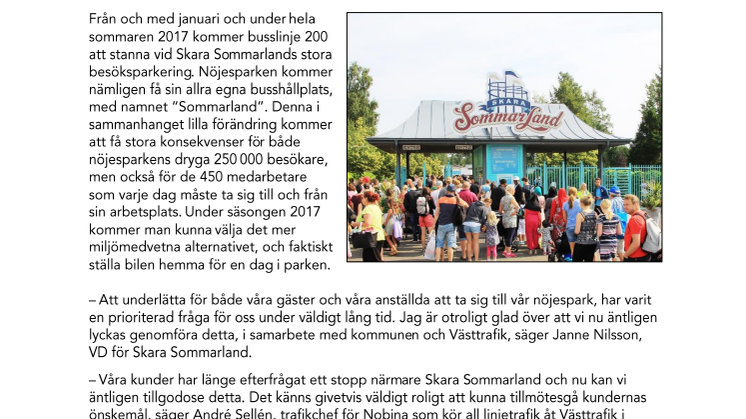 Skara Sommarland får egen busshållplats