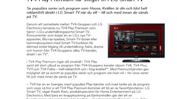 TV4 Play Premium tar steget in i LG Smart TV