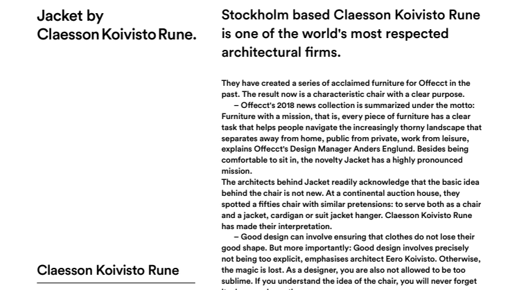 ​A chair with a clear purpose, from Claesson Koivisto Rune for Offecct