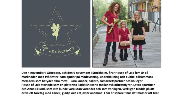 House of Lola firar fem år med stort kalas i Stockholm och Göteborg