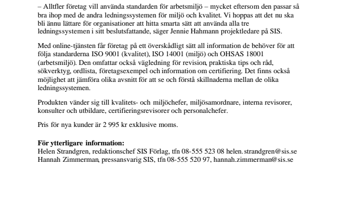 Ledningssystem för arbetsmiljö – nu online