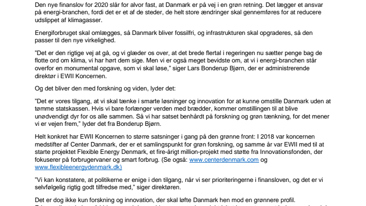 Ny finanslov lægger et ansvar på energi-branchen