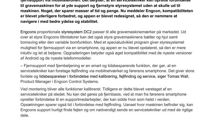 Engcon opgraderer DC2styresystemet for at opnå bedre kompatibilitet