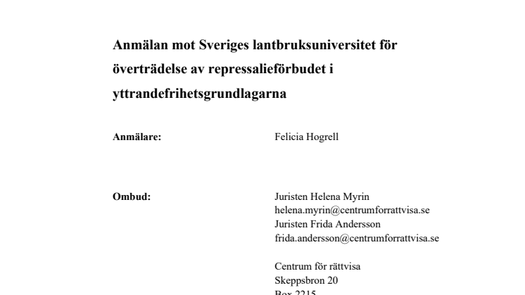 JO-anmälan mot SLU