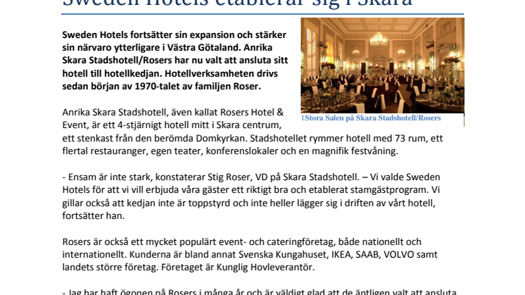 Sweden Hotels etablerar sig i Skara