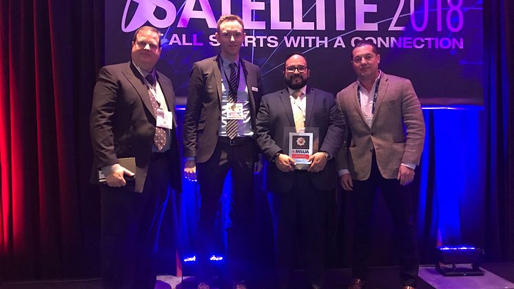 Globalsat Group and partner Cobham SATCOM receive the Top Land Mobility Satcom Innovation Award from the MSUA at Satellite 2018