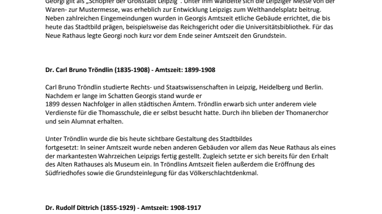 Kurzbiografien der Leipziger Oberbürgermeister