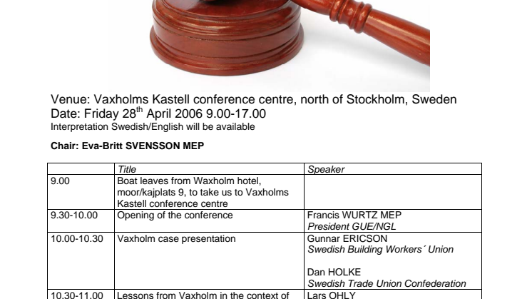 Pressinbjudan: Facken inför rätta - Konferens om Vaxholmskonflikten