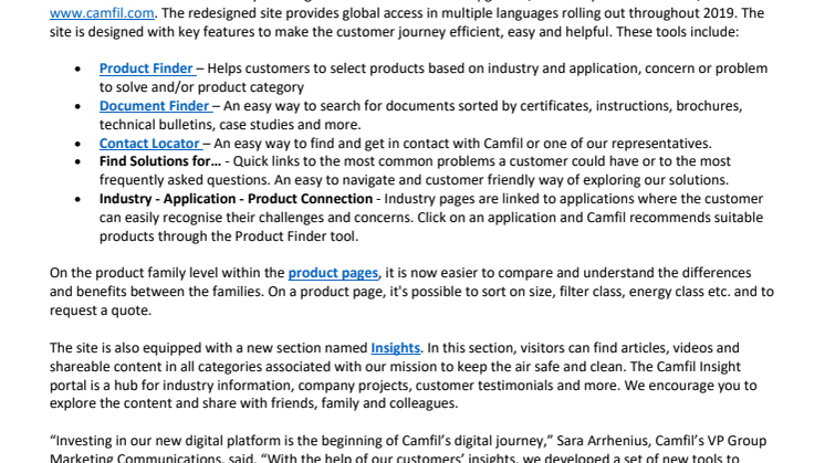Camfil Launches Global Website with New and Improved Tools