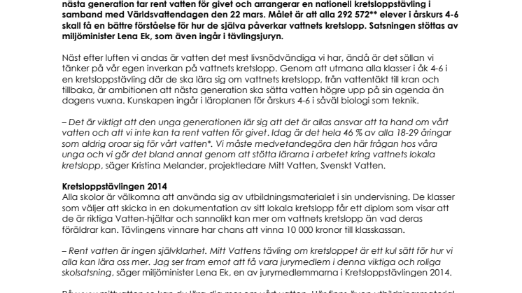 Världsvattendagen 22 mars: Barnens vattenkunskap – en investering för framtiden