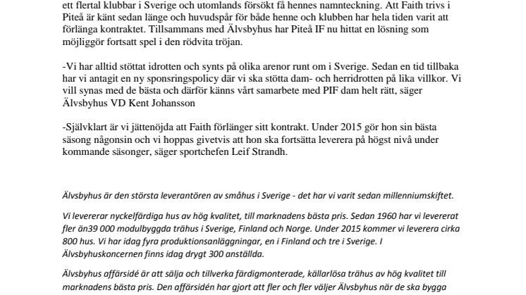 Älvsbyhus samarbetar med Piteå IF