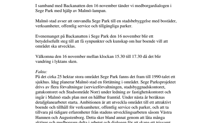 Medborgardialog - Väx med Sege Park