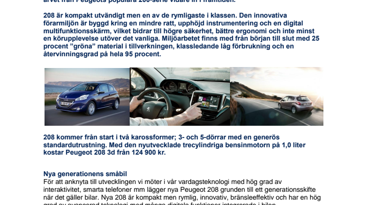 Sverigepremiär: Peugeot 208 - nya generationens småbil 