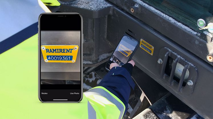 Med appen RamiCheck går det enkelt att få tillgång till besiktningsdokument och CE- och miljödokumentation kring Ramirents produkter. 
